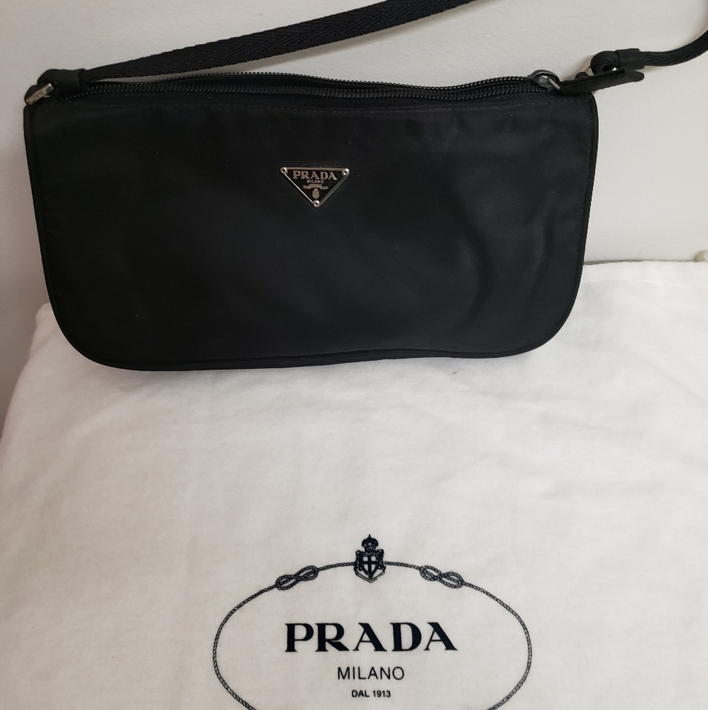 Authentic Prada black nylon pouchette